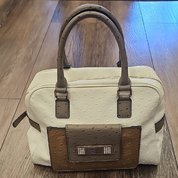 Guess, Cream, Y2k, Vintage, Brown, Handbag, Purse, Casual, Summer - Picture 1 of 9